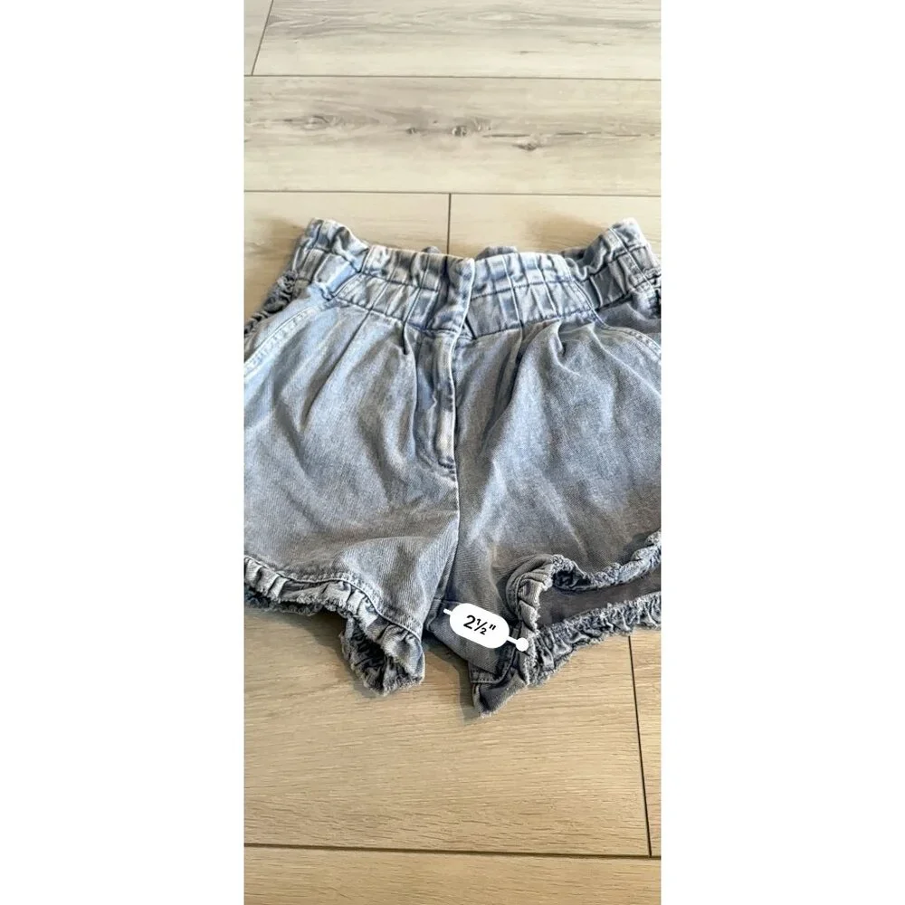 Sea New York Idun Ruffled Denim Acid Wash High Rise Shorts Women's 4 - Picture 4 of 9